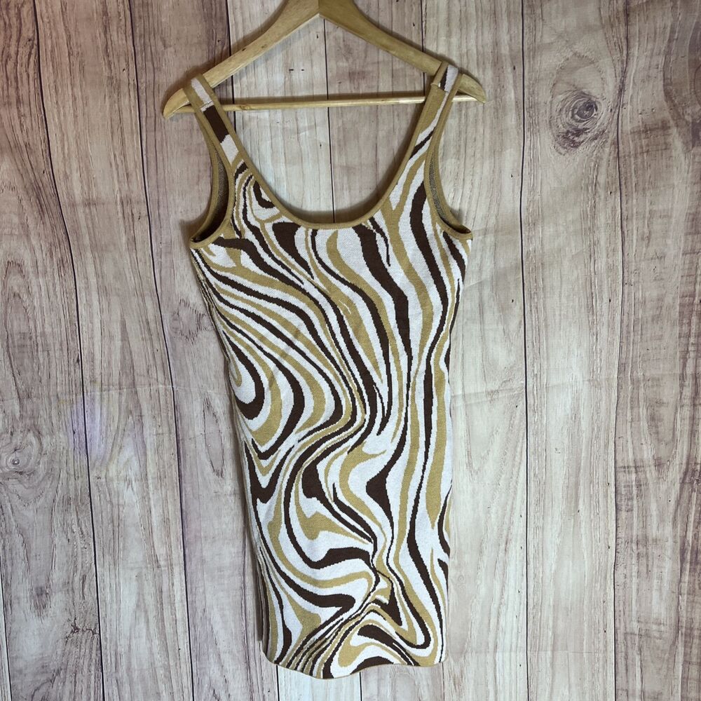 NWT RSQ Swirl Woman’s Bodycon Tank Dress Size Large Viscose Polyester Nylon